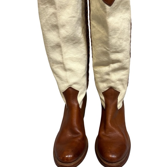 Frye Brown and Cream Heeled Boots - Picture 3 of 15